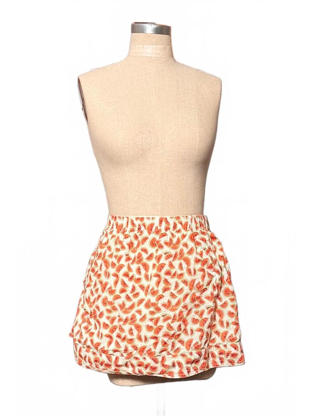 J.Crew Watermelon Print Cotton Mini Skirt Size L